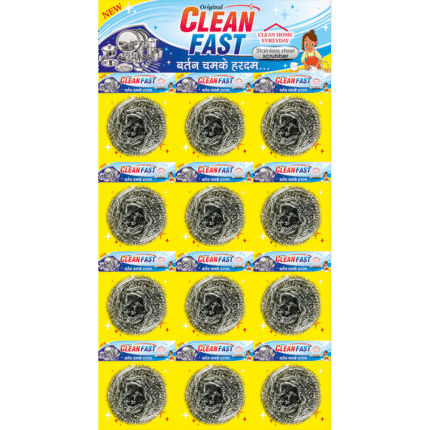 Clean Fast Stainless Steel Scrub Pad Yellow – 14g/piece | Heavy-Duty Cleaning | Rust-Free Shine | Ergonomic Grip